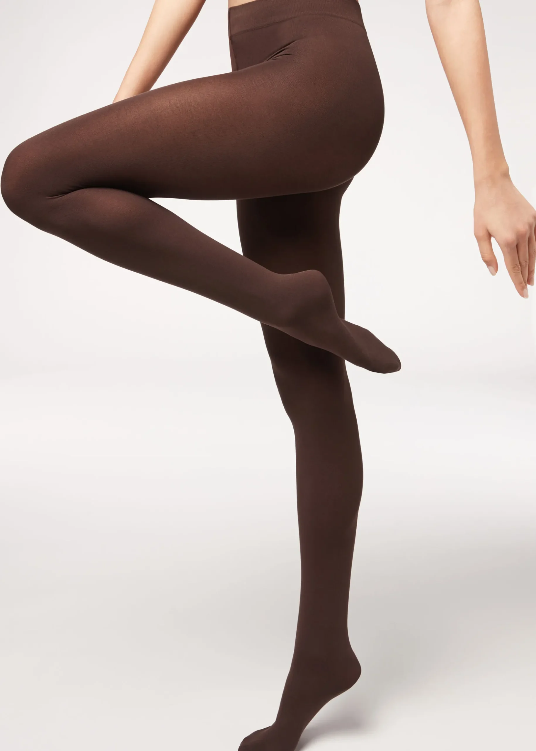Women Calzedonia 100 Denier Opaque Cotton And Microfibre Tights
