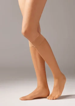 Women Calzedonia 8 Denier Sheer Comfort Cuff Knee-Highs