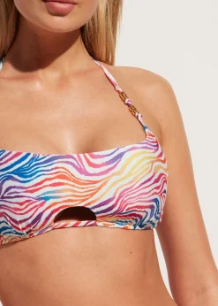 Women Calzedonia Animal Pattern Brassiere Bikini Top Malaga