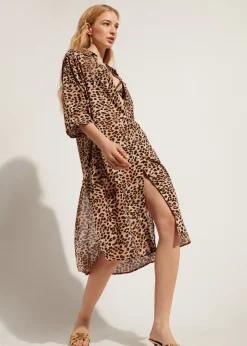 Women Calzedonia Animal Pattern Midi Shirt