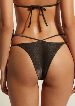 Women Calzedonia Brazilian Lame Side-Tie Bikini Bottoms Hollywood
