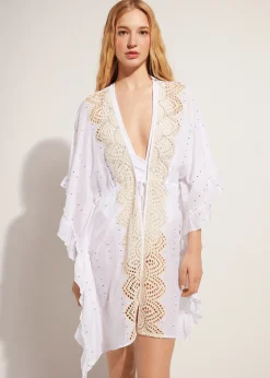Women Calzedonia Broderie Anglaise And Sequin Kimono Kaftan