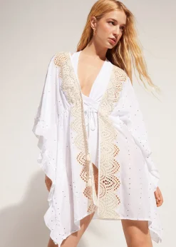 Women Calzedonia Broderie Anglaise And Sequin Kimono Kaftan