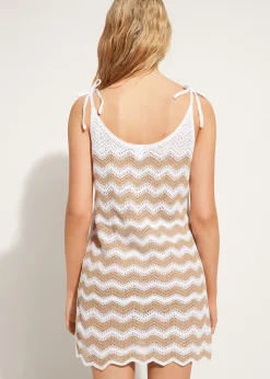 Women Calzedonia Chevron Pattern Crochet Dress