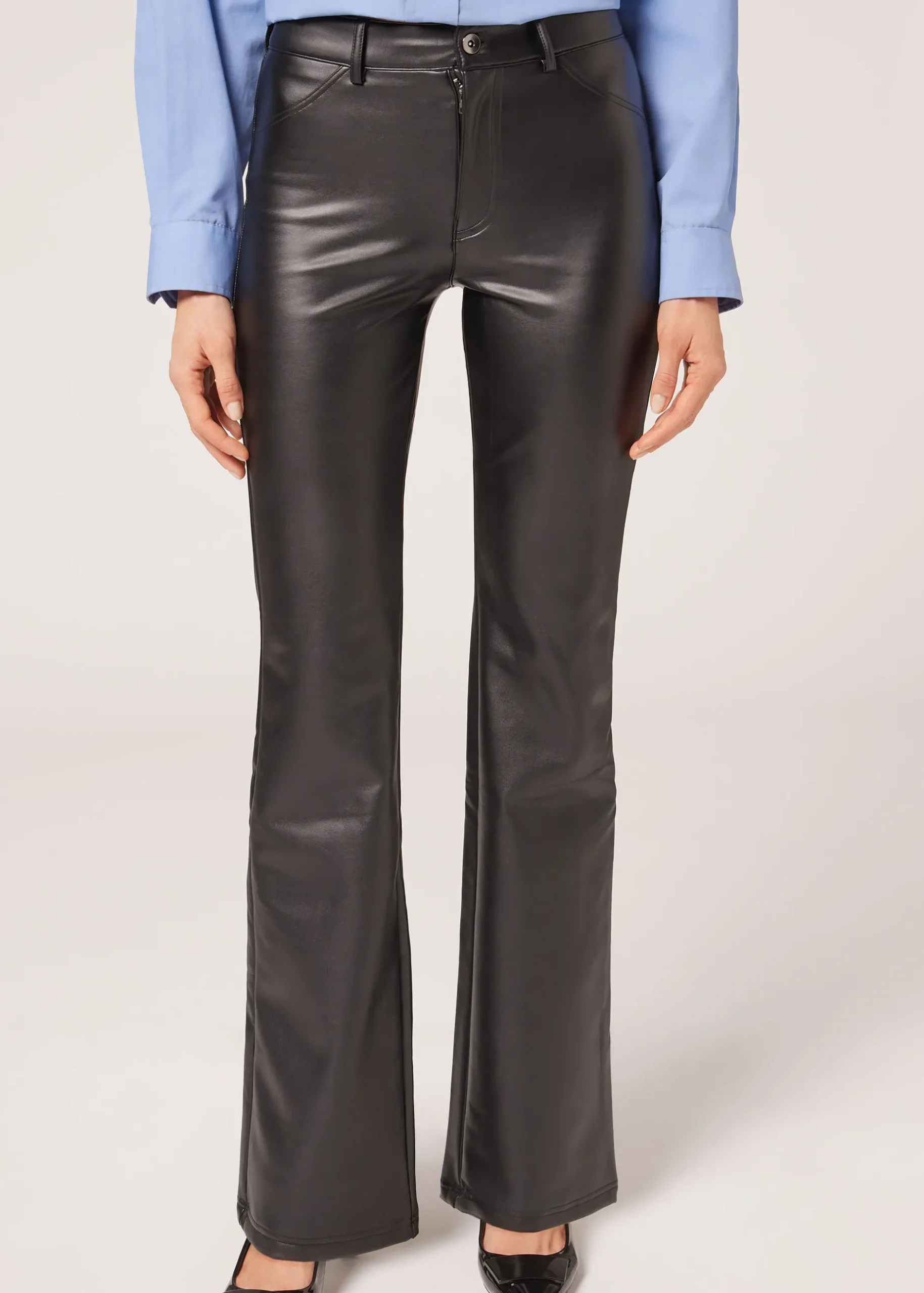 Women Calzedonia Coated Thermal Flare Leggings