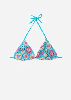 Women Calzedonia Crochet Slide Triangle Bikini Top Capri