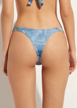 Women Calzedonia Denim High-Leg Brazilian Bikini Bottoms Ibiza