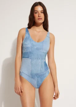 Women Calzedonia Denim Swimsuit Ibiza