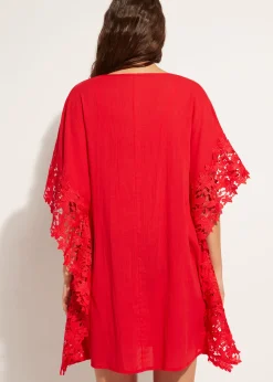 Women Calzedonia Floral Macrame Lace Kaftan