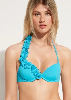 Women Calzedonia Floral Padded Push-Up Bikini Top Honolulu