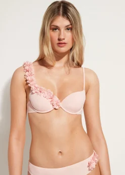 Women Calzedonia Floral Padded Push-Up Bikini Top Honolulu