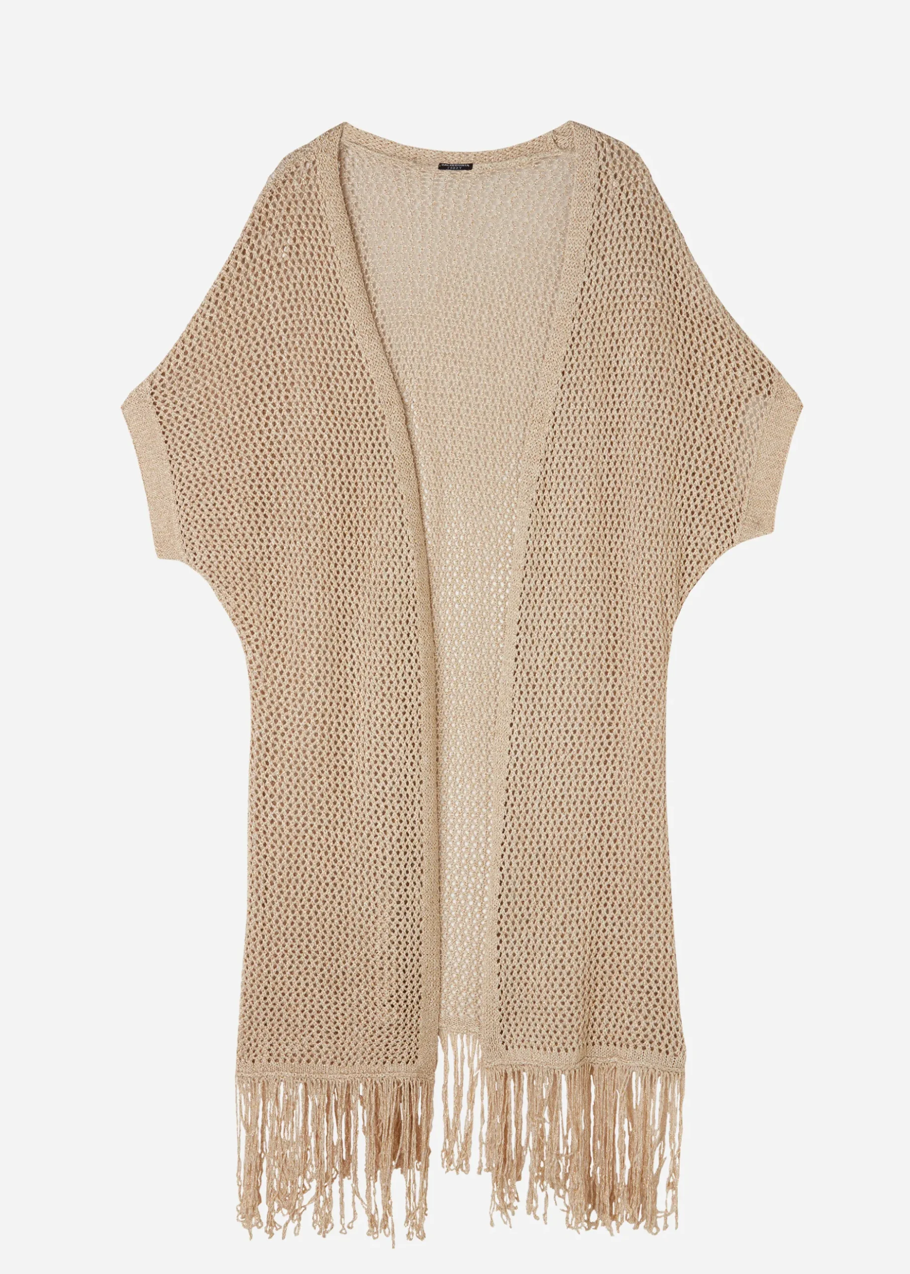 Women Calzedonia Fringed Gold Mesh Gilet