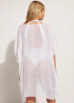Women Calzedonia Fringed Linen Mesh Kaftan