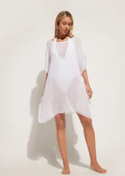 Women Calzedonia Fringed Linen Mesh Kaftan