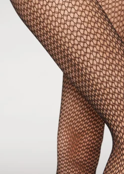 Women Calzedonia Geometric-Patterned Fishnet Tights