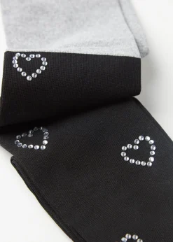 Kids Calzedonia Girls' Over-Knee Effect Tights With Diamante Heart Applications