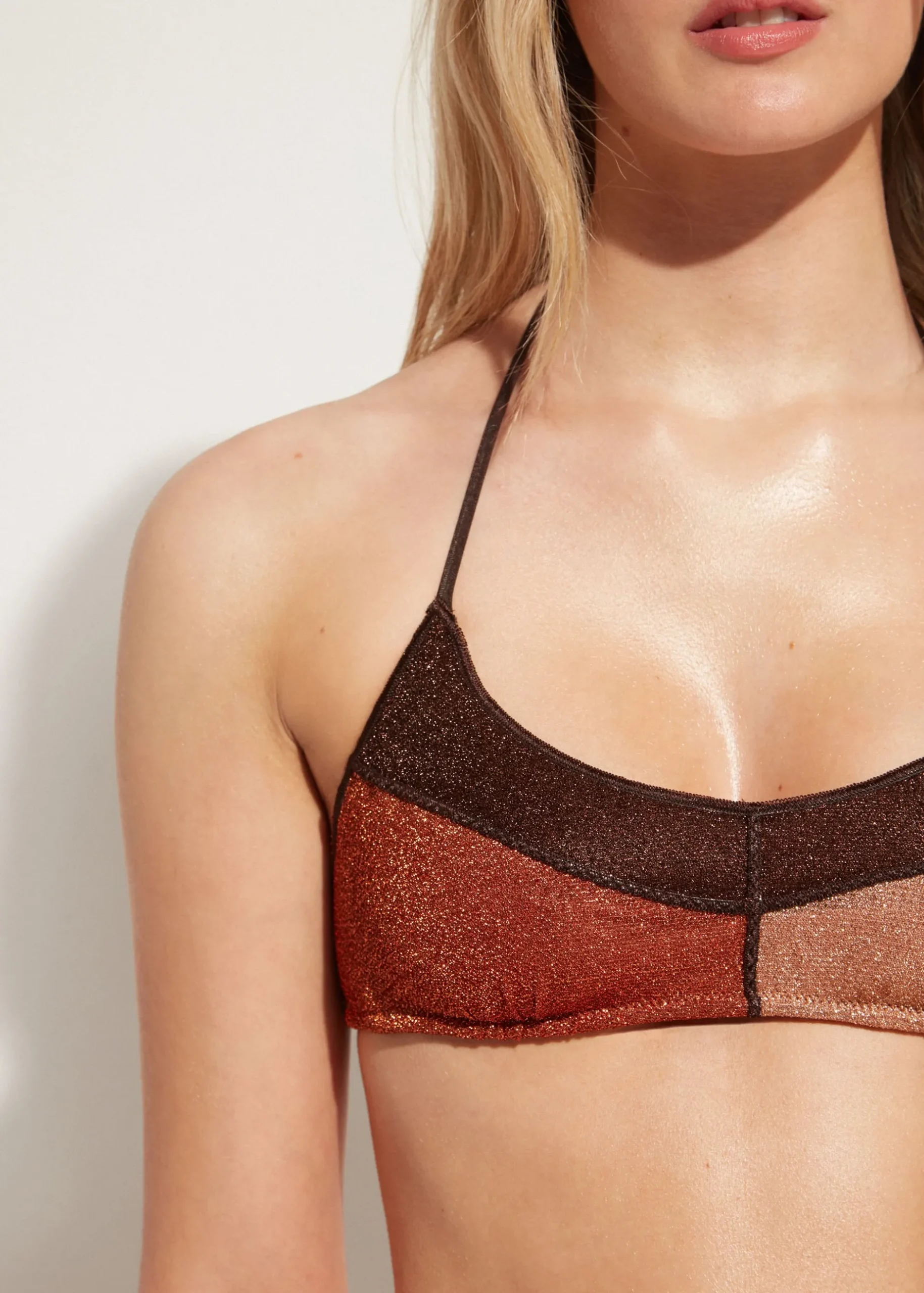 Women Calzedonia Lame Brassiere Bikini Top Lisbona