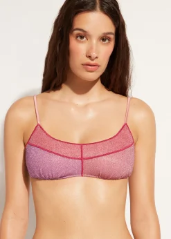 Women Calzedonia Lame Brassiere Bikini Top Lisbona
