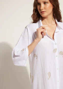 Women Calzedonia Lame Paisley Embroidery Midi Shirt