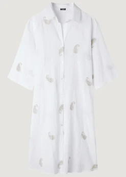 Women Calzedonia Lame Paisley Embroidery Midi Shirt