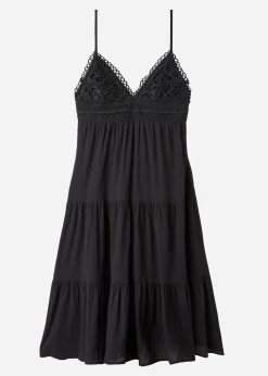 Women Calzedonia Macrame Lace Midi Dress With Flounced Skirt