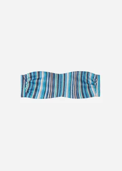Women Calzedonia Marbella Stripe Lame Bandeau Bikini Top