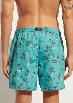 Men Calzedonia Men's Boxer Swim Shorts Formentera