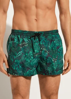 Men Calzedonia Men's Ibiza Patterned Boxer Swim Shorts