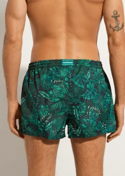 Men Calzedonia Men's Ibiza Patterned Boxer Swim Shorts