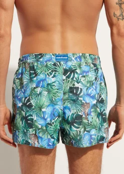 Men Calzedonia Men's Ibiza Patterned Boxer Swim Shorts