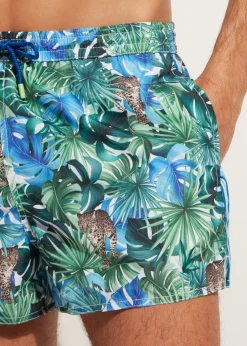 Men Calzedonia Men's Ibiza Patterned Boxer Swim Shorts