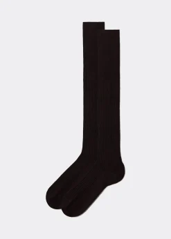 Men Calzedonia Men's Long Ribbed Lisle Thread Socks