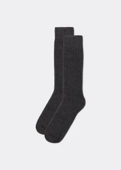 Men Calzedonia Men's Short Ribbed Socks With Wool And Cashmere
