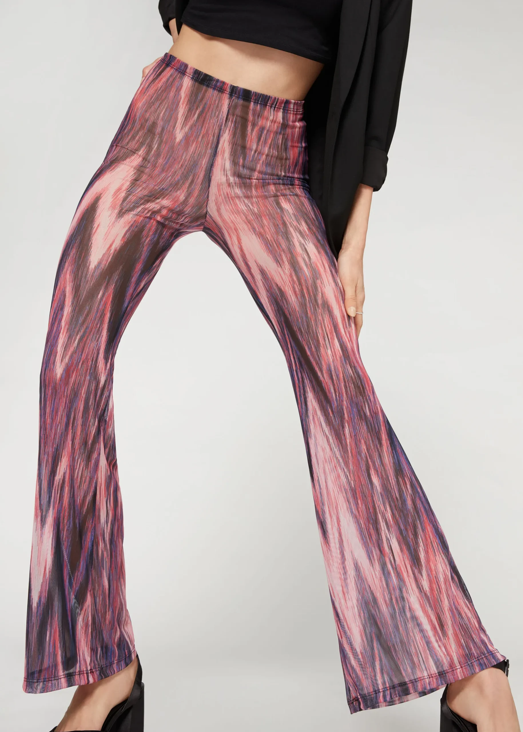 Women Calzedonia Printed Tulle Flared Leggings