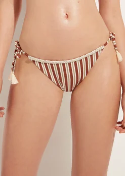 Women Calzedonia Rodi Stripe Bow Brazilian Bikini Bottoms