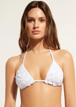 Women Calzedonia Sequin Floral Slide Triangle Bikini Top Parigi