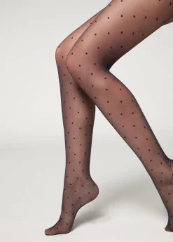 Women Calzedonia Sheer Polka Dot Tights