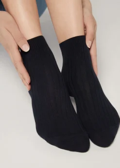 Women Calzedonia Short Ribbed Socks With Cotton And Cashmere