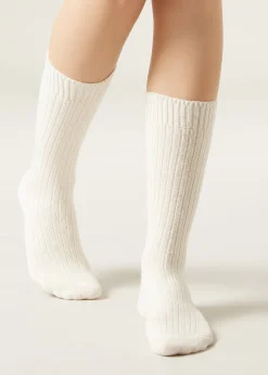 Women Calzedonia Short Ribbed Socks With Wool And Cashmere