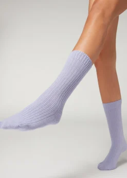 Women Calzedonia Short Ribbed Socks With Wool And Cashmere