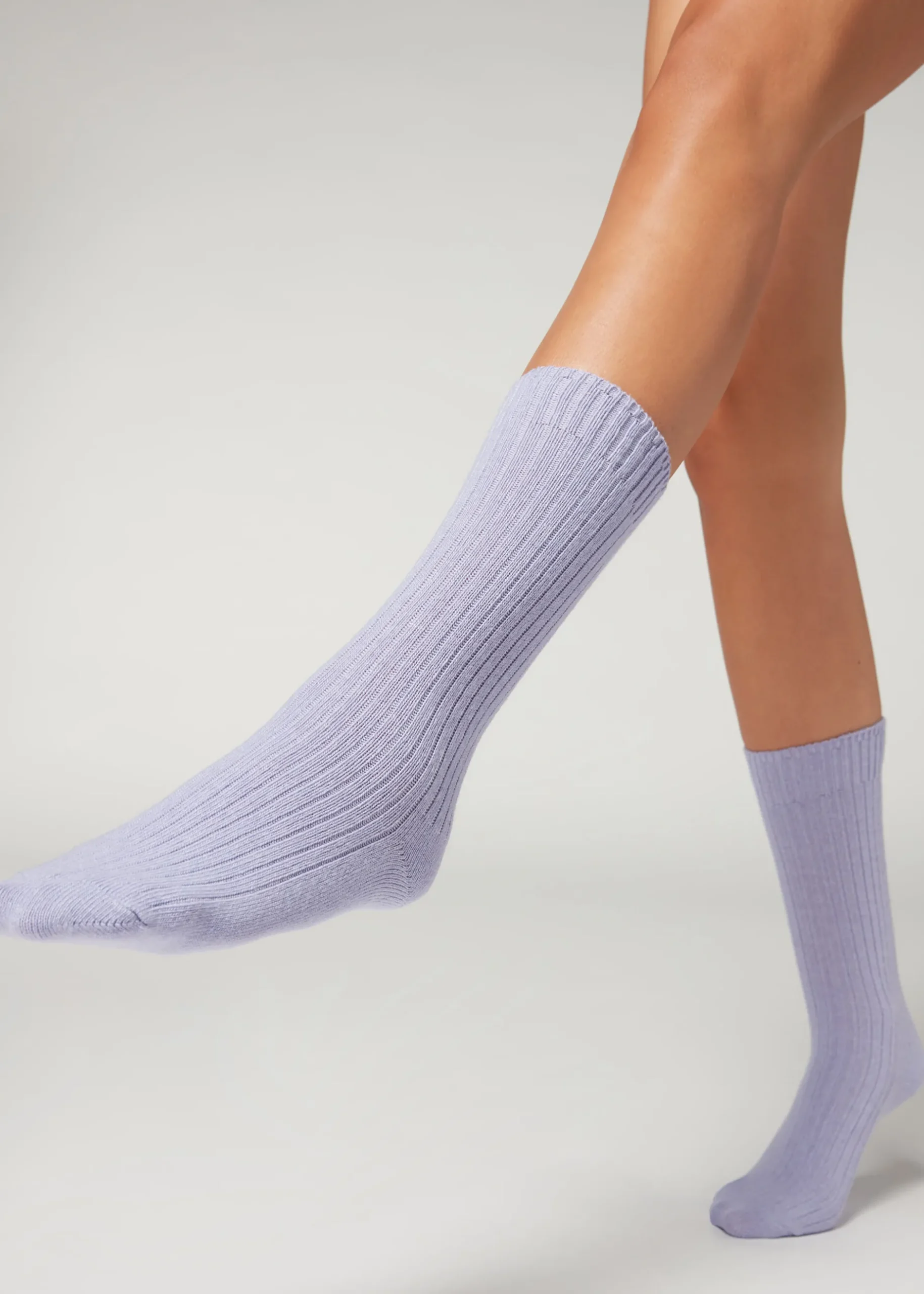 Women Calzedonia Short Ribbed Socks With Wool And Cashmere