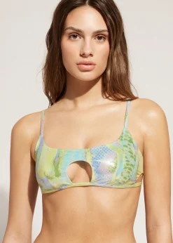 Women Calzedonia Snake Print Crop Bikini Top Las Palmas