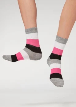 Women Calzedonia Stripe Patterned Short Socks