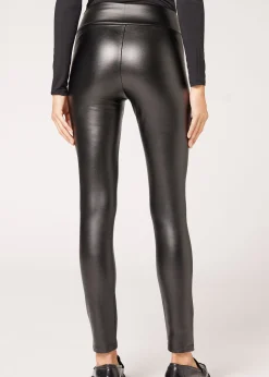 Women Calzedonia Thermal Leather Effect Leggings