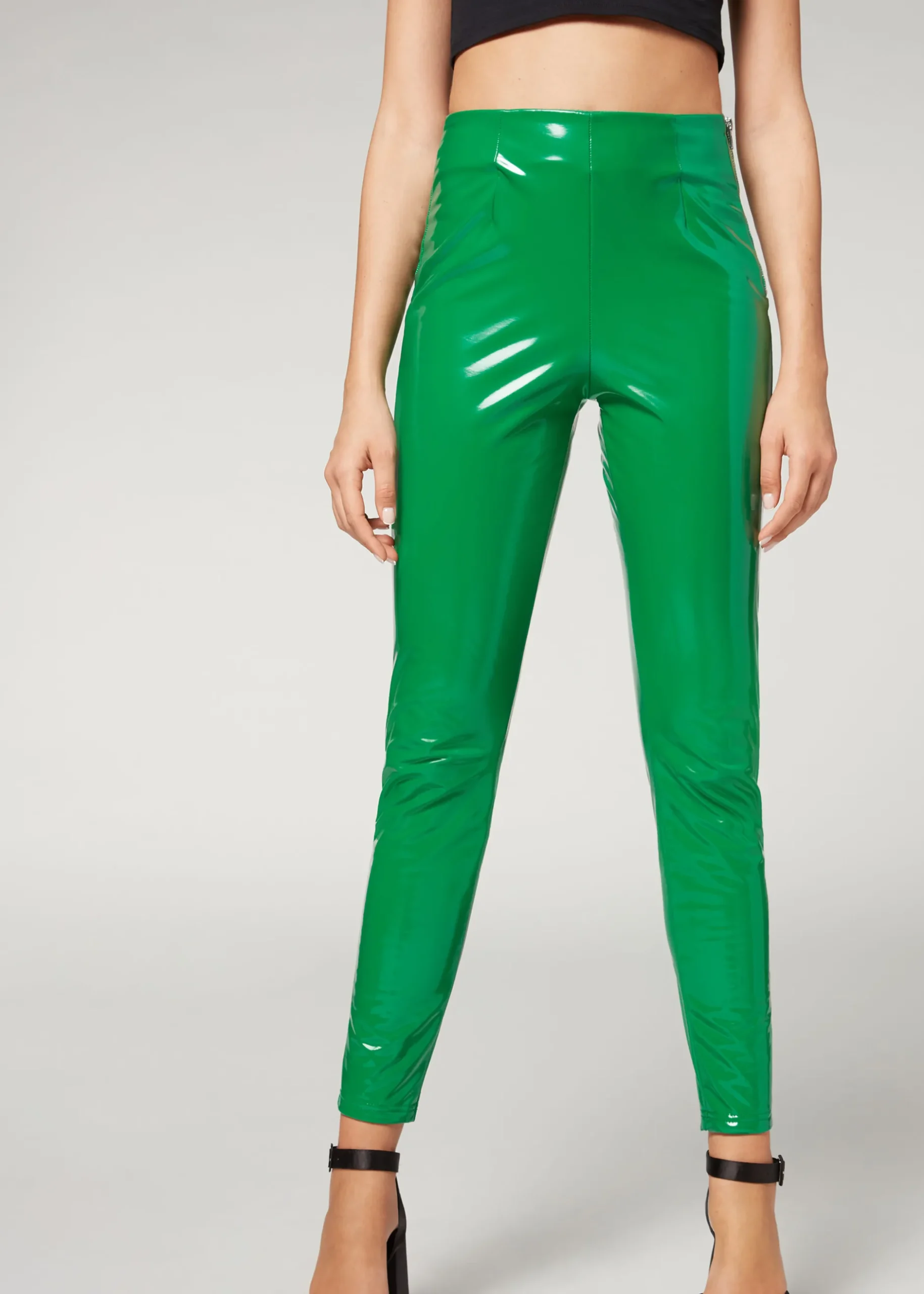 Women Calzedonia Thermal Vinyl Skinny Leggings