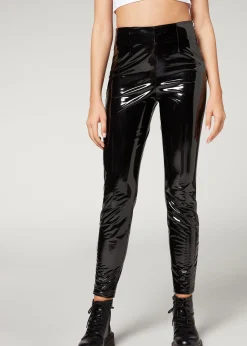 Women Calzedonia Thermal Vinyl Skinny Leggings