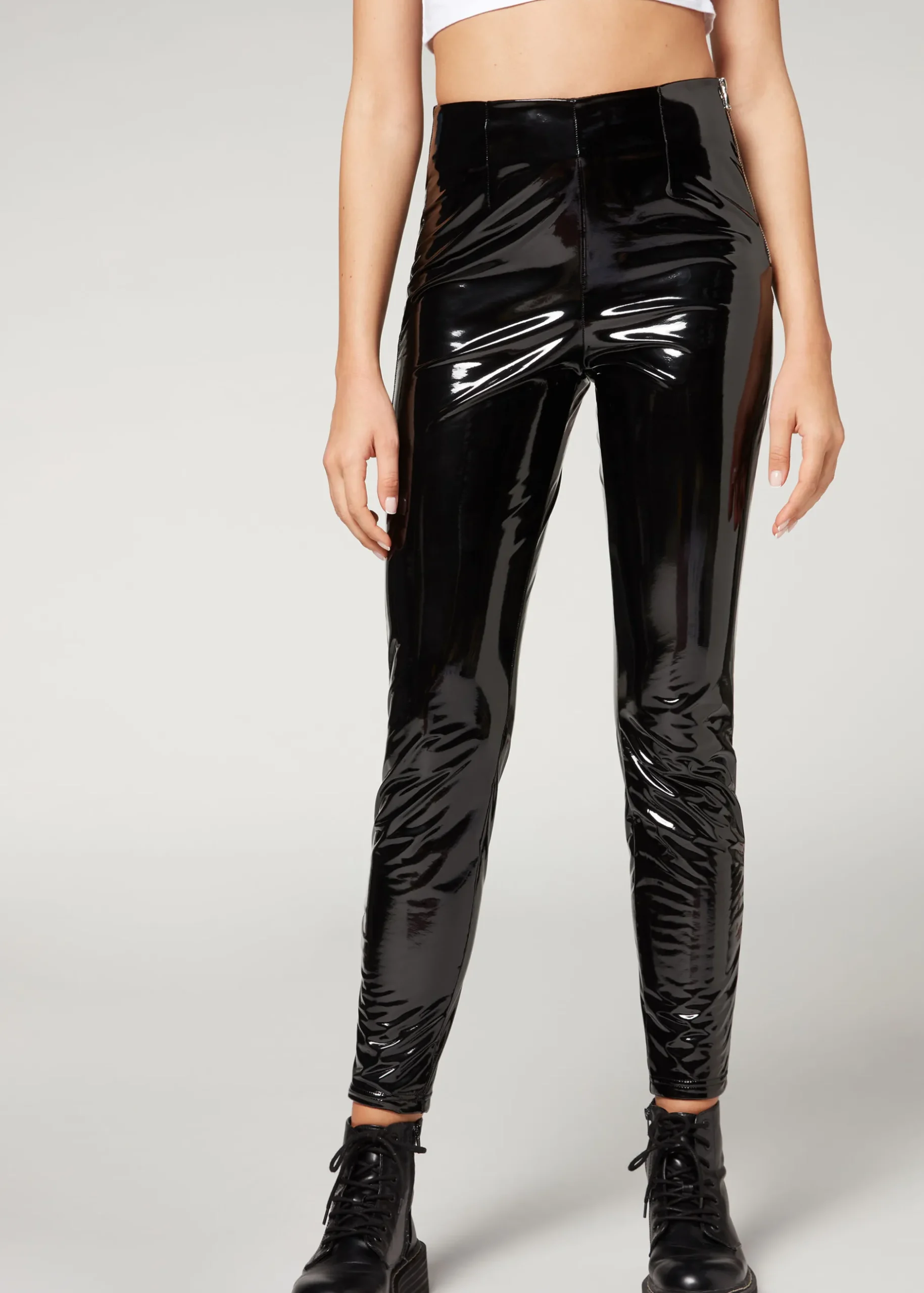 Women Calzedonia Thermal Vinyl Skinny Leggings