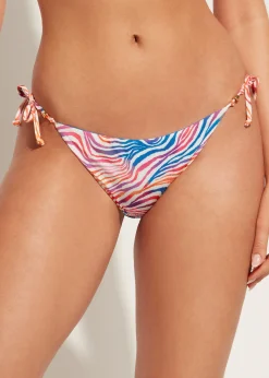 Women Calzedonia Zebra Pattern Tie Bikini Bottoms Malaga